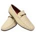 Tayno "Ozzie" Ivory Burnished Ostrich Embossed Vegan Leather Bit Strap Loafers