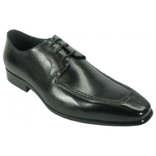 Carrucci Black Genuine Calfskin Leather Woven Split Toe Lace- Up Oxford Shoes KS524-203.