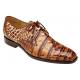 Belvedere "Alfred" Caramel Genuine All Over Alligator Hand Painted Lace-up Shoes R08.