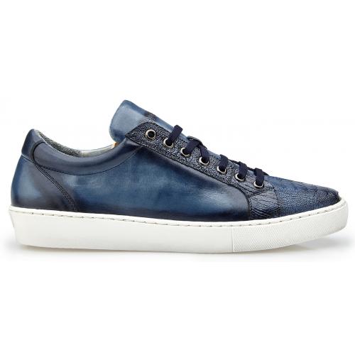 Belvedere "Anthony" Blue Safari Genuine Ostrich / Soft Calf Casual Sneakers Y03.