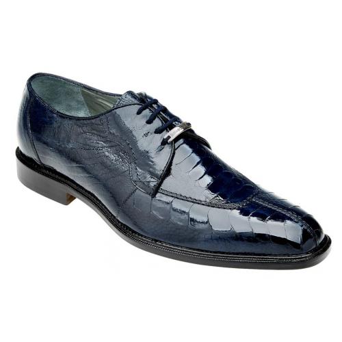 Belvedere "Siena" Navy All-Over Genuine Ostrich Shoes 1463.