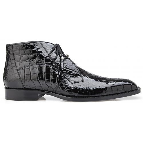 Belvedere Stefano Black Genuine All Over Alligator Lace-up Ankle Boots ...