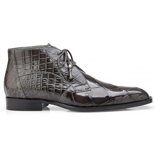 Belvedere "Stefano" Grey Genuine All Over Alligator Lace-up Ankle Boots R17.