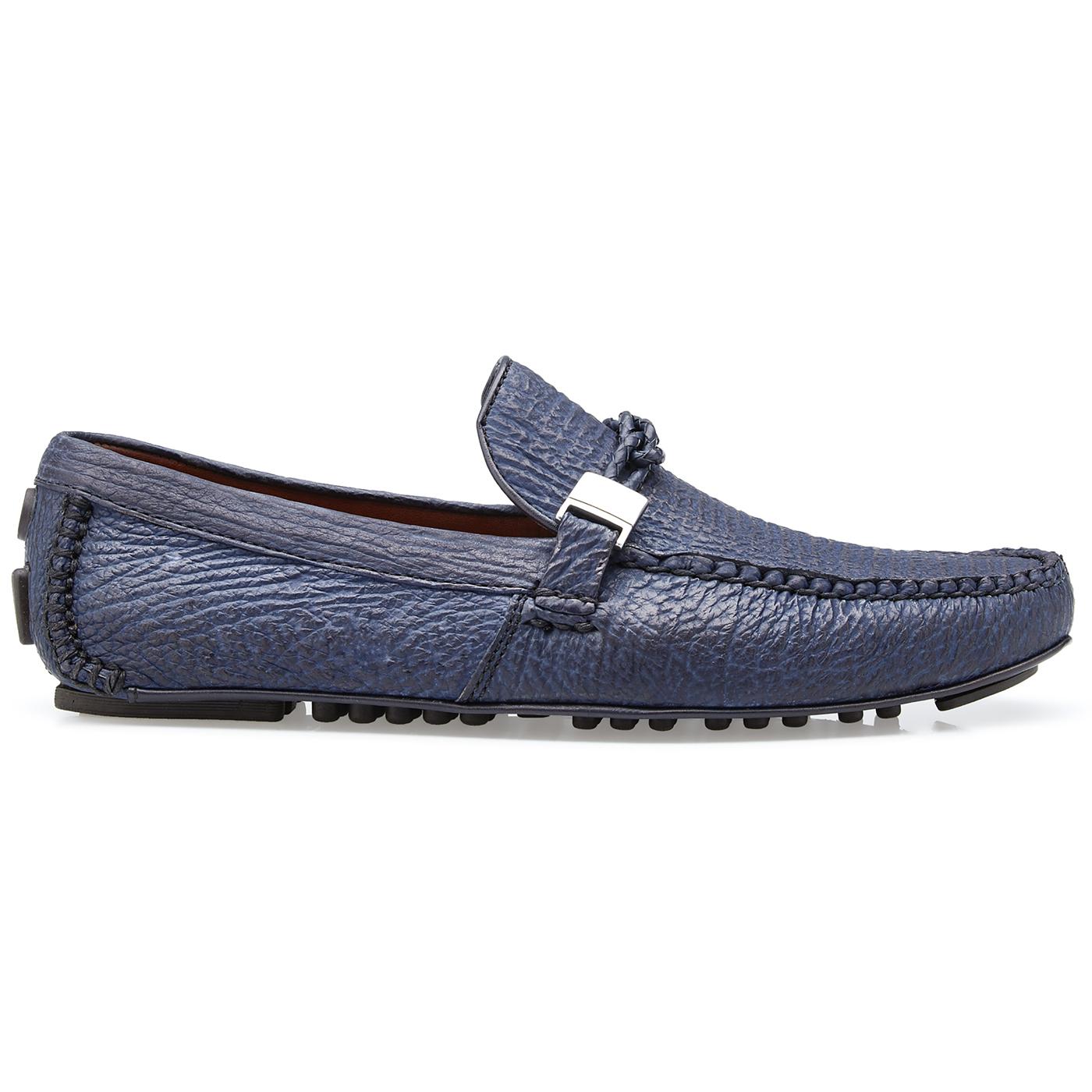 Belvedere Zante Navy Blue Genuine Shark Loafer Shoes 24V. - $399.90 ::  Upscale Menswear 