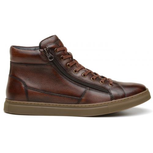 Belvedere "Baltazar" Cognac Genuine Calf Leather Lace-up Casual Sneakers 030.