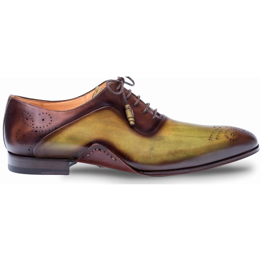 Mezlan Ferrara Olive / Dark Brown Genuine Calfskin Plain Toe Oxford Shoes  8450. - $ :: Upscale Menswear 