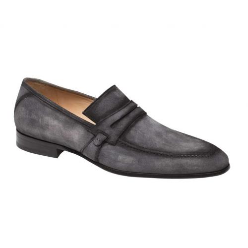 Mezlan "Ulpio" Light Grey Genuine Suede Penny Loafer Shoes 8249.