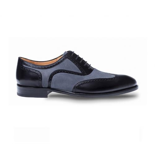 Mezlan "Cantone" Black / Grey Genuine Ascot / Suede Lace-up Shoes 8723.