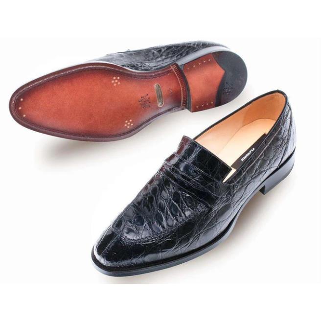 Mezlan Bixby Black Genuine Crocodile Penny Loafer Shoes 4366-C. - $666. ...