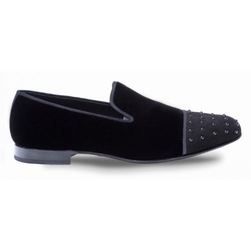 Mezlan "Abel" Black Genuine Velvet / Suede Formal Slip-on Shoes 8481.