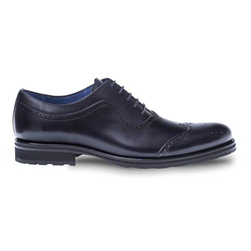 Mezlan "Sharif" Black Genuine Calfskin Wingtip Oxford Shoes 8642.