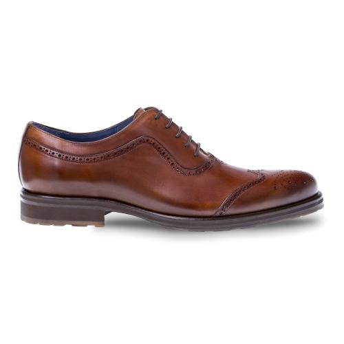 Mezlan "Sharif" Cognac Genuine Calfskin Wingtip Oxford Shoes 8642.