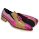 Duca 0240 Fuchsia / Tan / Pink Hand Painted Italian Calfskin Loafers with Tassels