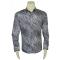 Cielo Grey / Black / White Abstract Polka Dot Velvet Trimmed Long Sleeve Shirt S1793