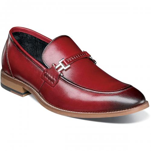 Stacy Adams "Duval" Cranberry Red Burnished Calfskin Moc Toe Bit Loafers 25199-608