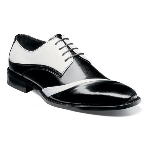 Stacy Adams "Talmadge" Black / White Calfskin Leather Lace-Up Shoes 25193-111