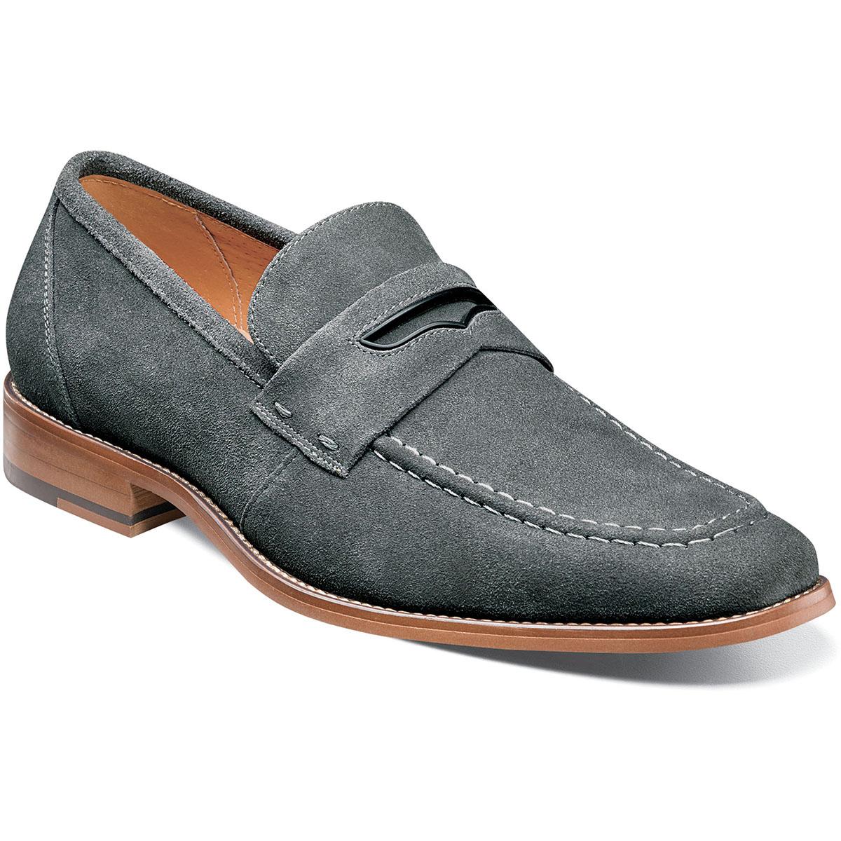 Stacy Adams Colfax Grey Calfskin Suede Moc Toe Penny Loafers 25205-061 ...