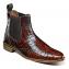 Stacy Adams "Frontera" Brown Leather Alligator Print Wingtip Chelsea Boots 25209-221