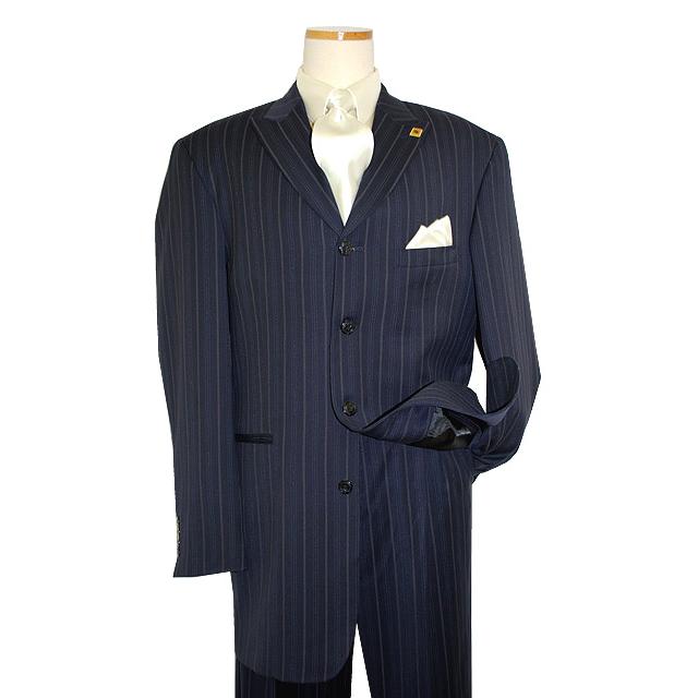 Stacy Adams Navy/Cream Pinstripes Super 100's Suit - $274.90 :: Upscale ...