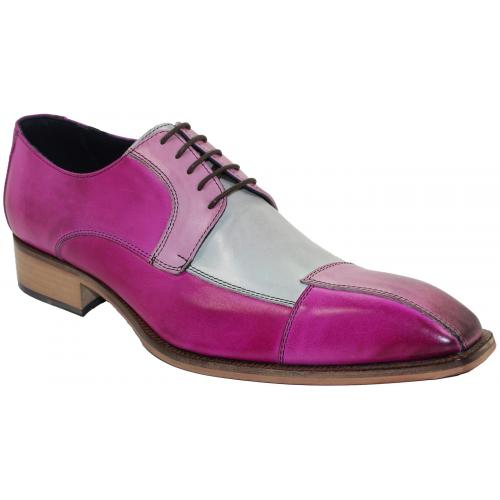 Duca Di Matiste "Torino" Pink Combination Genuine Calfskin Lace-up Shoes.