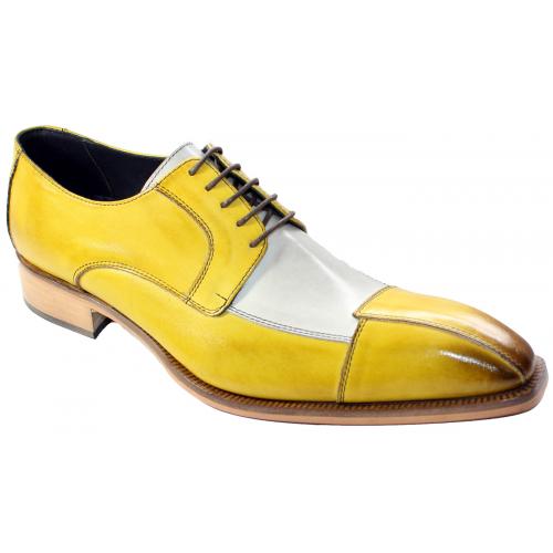 Duca Di Matiste "Torino" Yellow Combination Genuine Calfskin Lace-up Shoes.