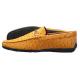 Tayno "Ozzie" Mustard Gold Burnished Ostrich Embossed Vegan Leather Bit Strap Loafers