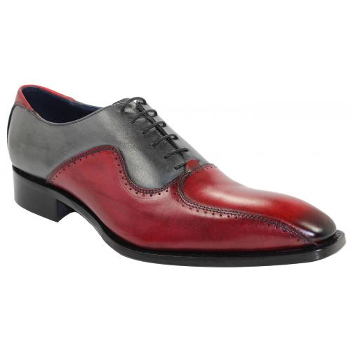 Duca Di Matiste "Arezzo" Antique Red Combination Genuine Calfskin Lace-up Shoes.
