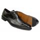 Mezlan "Soka" Black Genuine Deerskin / Polished Calfskin Leather Cap Toe Shoes 15089