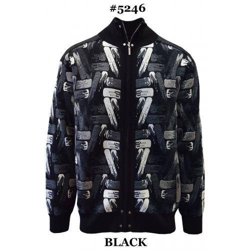 Silversilk Black / Grey / White Zip-Up Sweater / Velvet Elbow Patches 5246
