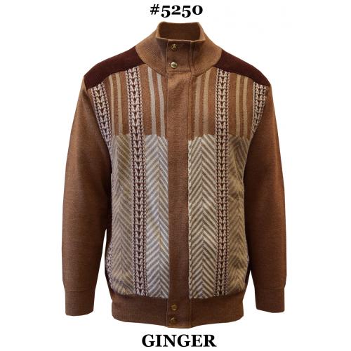 Silversilk Copper / Rust / Off-White Striped Design Zip-Up Sweater 5250 ...