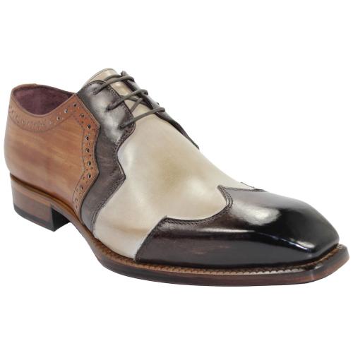 Emilio Franco "Marco" Dark Brown Combination Genuine Calfskin Lace-up Shoes.