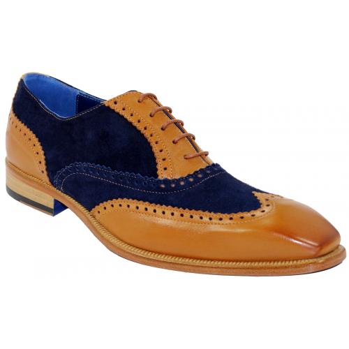 Emilio Franco "Antonio" Cognac / Navy Genuine Calfskin / Suede Lace-up Shoes.