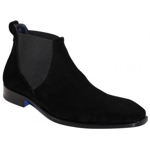 Emilio Franco "Leonardo" Black Genuine Suede Ankle Boots.