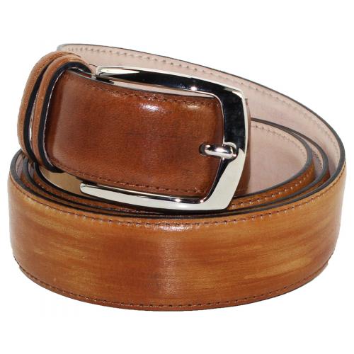 Emilio Franco "B1" Cognac Genuine Calf Leather Belt.