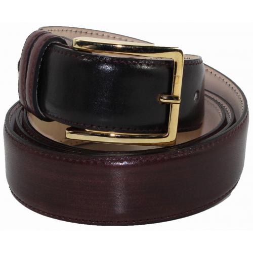 Emilio Franco "B1" Burgundy Genuine Calf Leather Belt.
