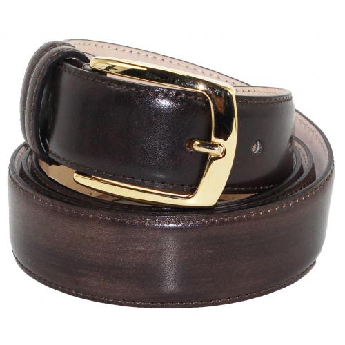 Emilio Franco "B1" Dark Brown Genuine Calf Leather Belt.