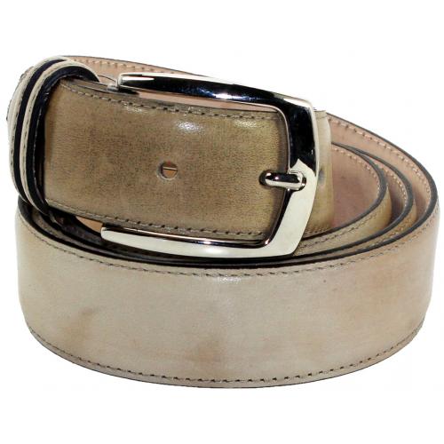 Emilio Franco "B1" Taupe Genuine Calf Leather Belt.