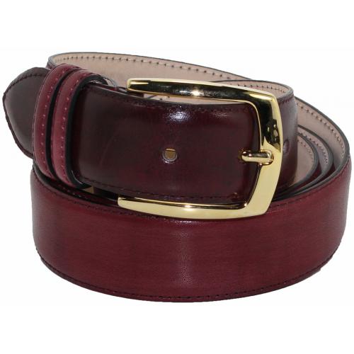 Emilio Franco "B1" Wine Genuine Calf Leather Belt.