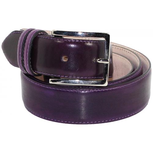 Emilio Franco "B1" Purple Genuine Calf Leather Belt.