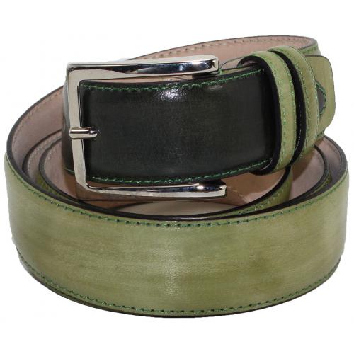 Emilio Franco "B1" Olive Genuine Calf Leather Belt.