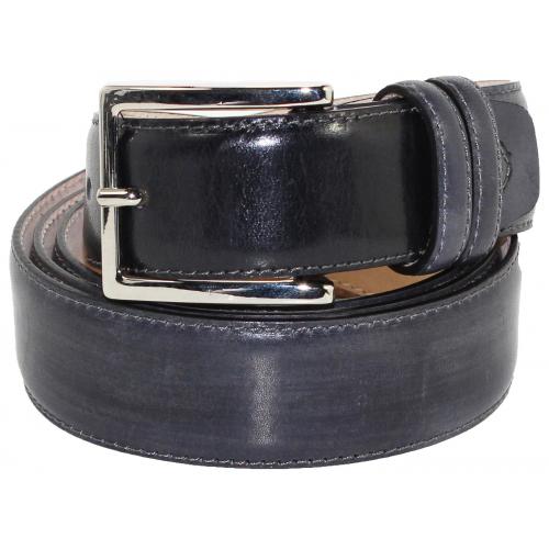 Emilio Franco "B1" Dark Grey Genuine Calf Leather Belt.