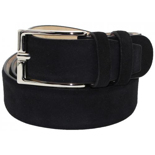 Emilio Franco "B1" Black Genuine Suede Leather Belt.