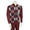 Luxton Burgundy / White / Black Zip-Up Sweater Outfit With PU Leather Elbow Patches SW117