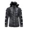 LCR Black / Silver Modern Fit Wool Blend Hooded Zip-Up Cardigan Sweater 5605