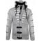 LCR White / Silver Grey Zip-Up Classic Fit Wool Blend Hooded Sweater 5605C