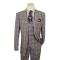 Extrema Grey / Fuchsia / Silver / Black Plaid Super 150's Wool Vested Wide Leg Suit D5804/2A