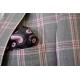 Extrema Grey / Fuchsia / Silver / Black Plaid Super 150's Wool Vested Wide Leg Suit D5804/2A