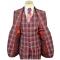 Extrema Rose Pink / Mauve / Plum Plaid Super 150's Wool Vested Wide Leg Suit D5068/1A