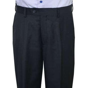 Zanetti Men Wide Leg Suit | Solid Navy Blue Super 150's Wool