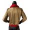 G-Gator Beige Genuine Lambskin A-2 Bomber Jacket With Red Sheepskin Removable Collar 2800.